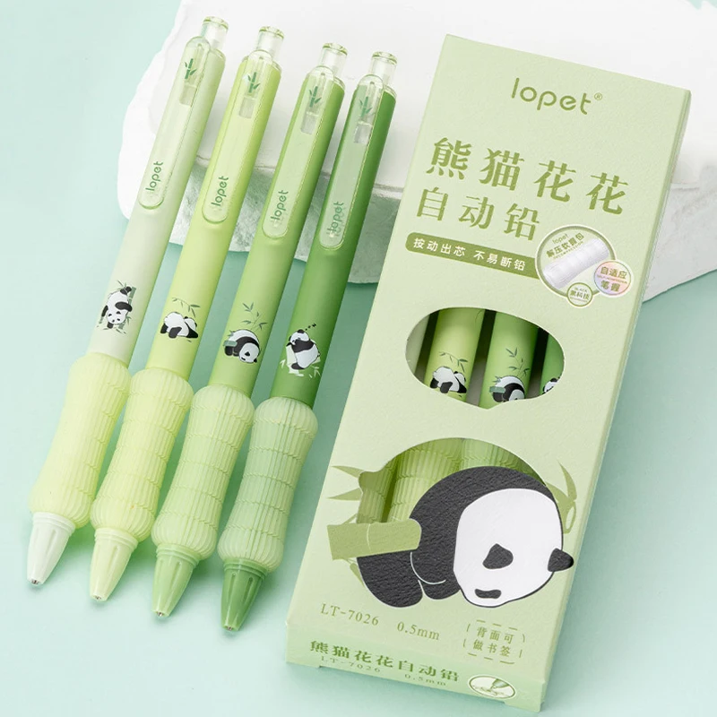 4PCS/Set Panda Automatic Pencil Cute 0.5MM Pencil For Students Soft Touch Writing Pencil School Office Stationery Supplies New