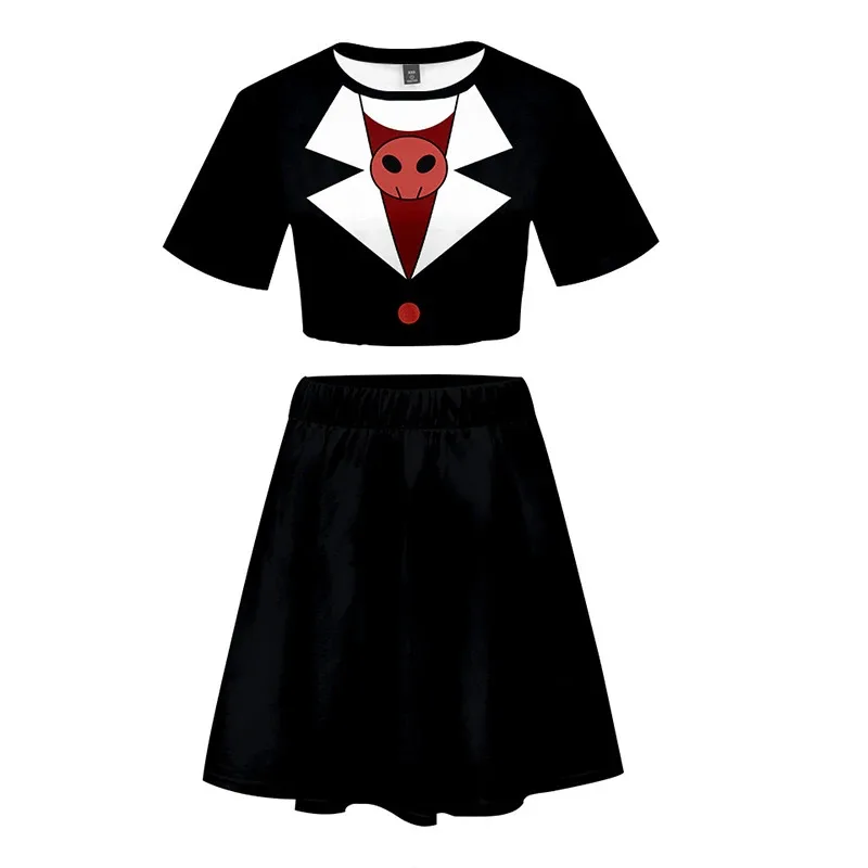 

2025 yiyi Anime Hotel Cosplay Costume T-shirt Dress Charlie Alastor Skirt Uniform Top Suits Tees for Girls and Women Halloween