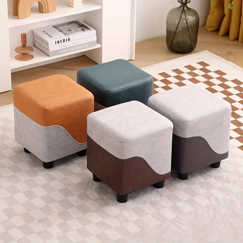 

low-light luxury folding modern design synthetic leather upholstered stool, suitable for family living room sofa door chair