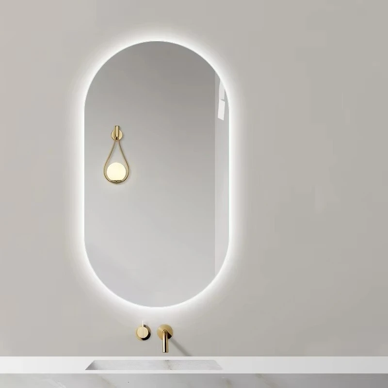 Bathroom Mirror Light Emitting Diode Oval Bathroom Toilet Wall Mounted Mirror Anti-fog Mirror