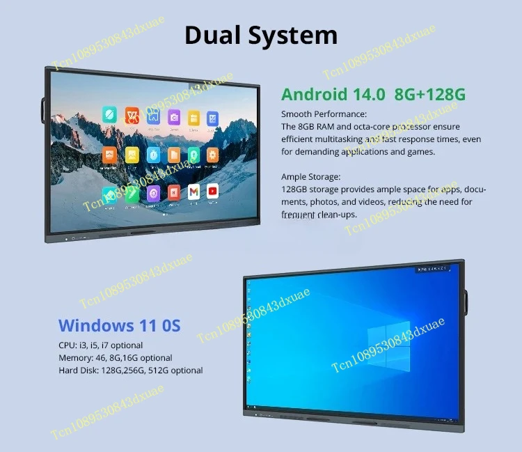 65 75 86 100 Inch 4K Display Smart Board Touch Screen Digital School Teaching Flat Panel Interactive Whiteboard