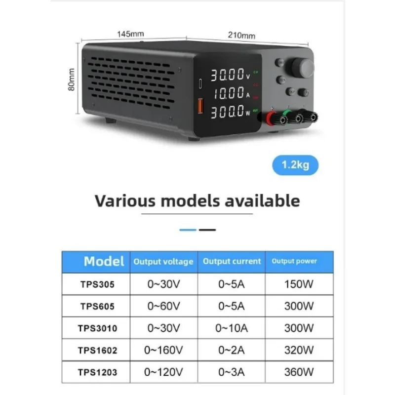 Adjustable DC Power Supply 30V 10A, Digital Display TPS3010 for Phone Repair Battery Charging Switch
