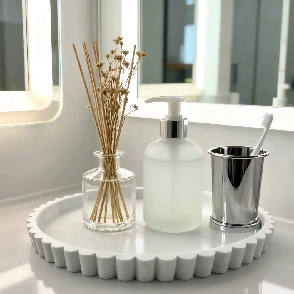 New Wavy Edge Modern Decorative Tray 23cm/30.5cm Round Shape Storage Tray Minimalist Multifunctional Tray Vanity