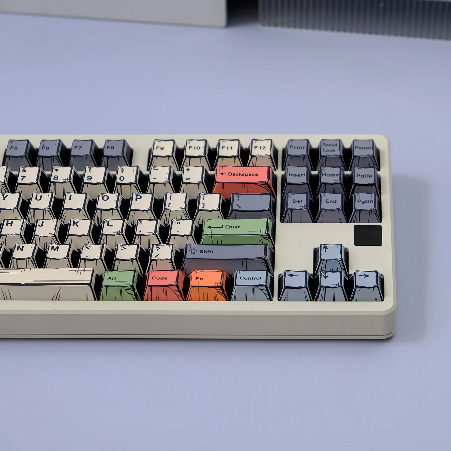 النمط الهزلي GMK قماش كيكابس صبغ الفرعية Keycap الكرز PBT للوحة المفاتيح الميكانيكية 75% لون مفتاح قبعات بساطتها الرجعية مخصص لتقوم بها بنفسك