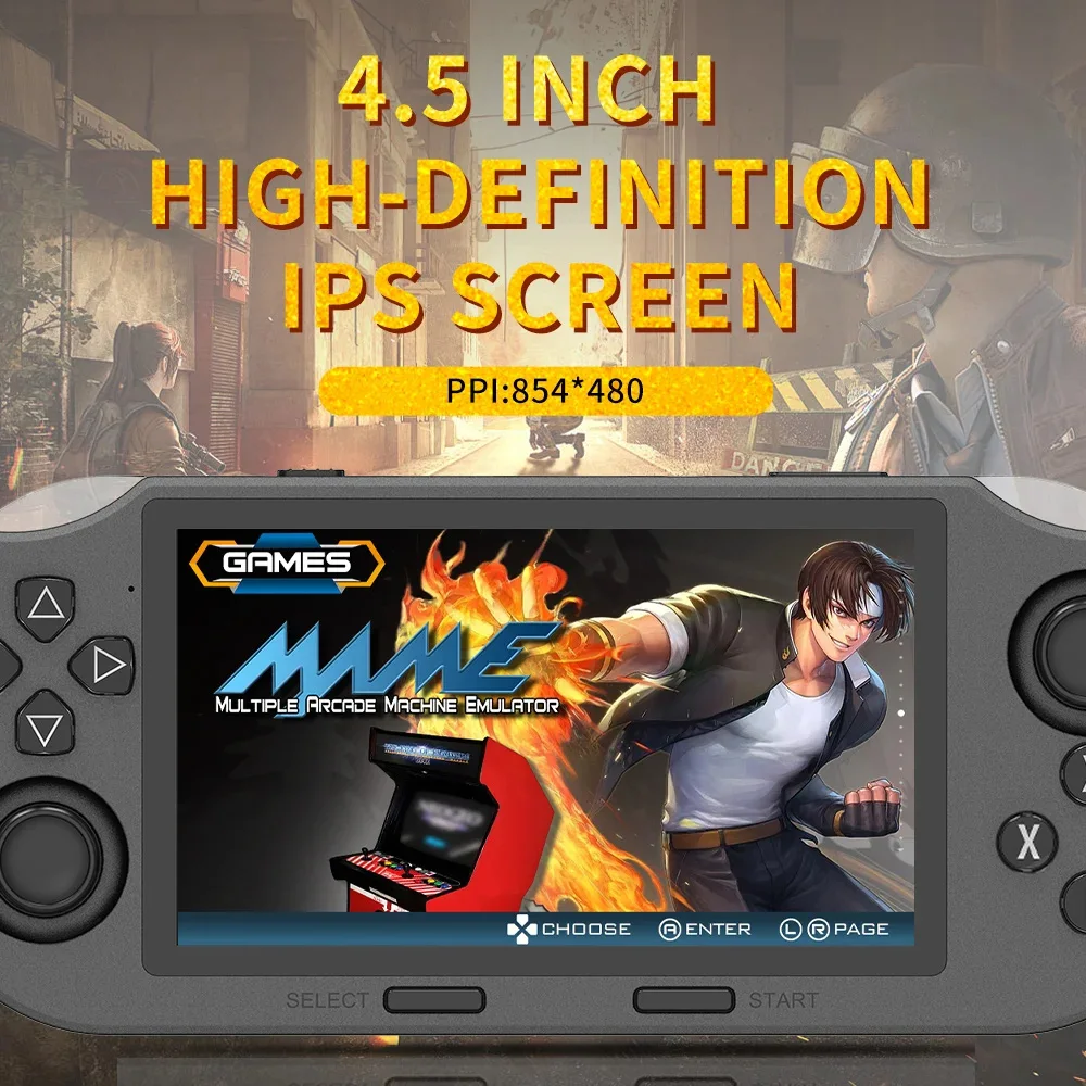 SF3000 Portable Handheld Game Player 4.5 Inch IPS Screen Retro Video Game Console Built-in 20000+ Games for PS1/GBA/SFC