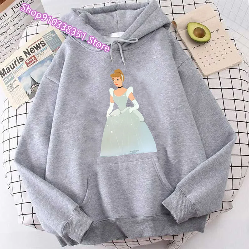 Princess Anime Hoodie Sweatshirts Women Cinderella Cartoon Hoodies Streewear Hooded Funny Clothing Harajuku Hoody Girls Tops