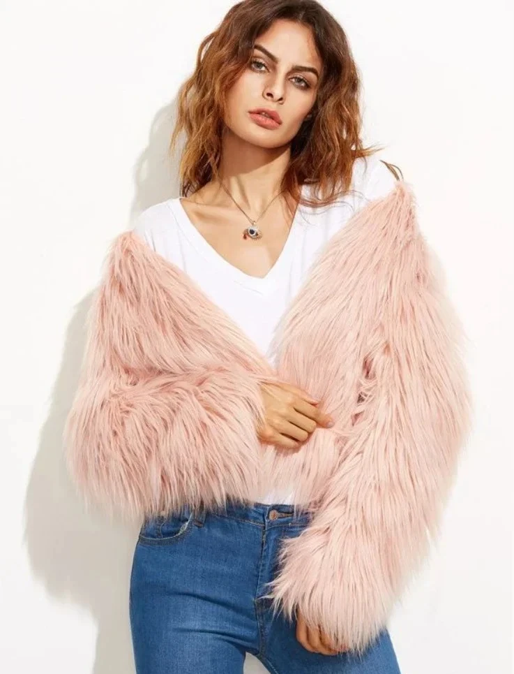 

Women's Warm Faux Fox Fur Short Coat Winter Leisure Short Jacket Windbreaker Women Thick Fluffy Luxury Outerwear