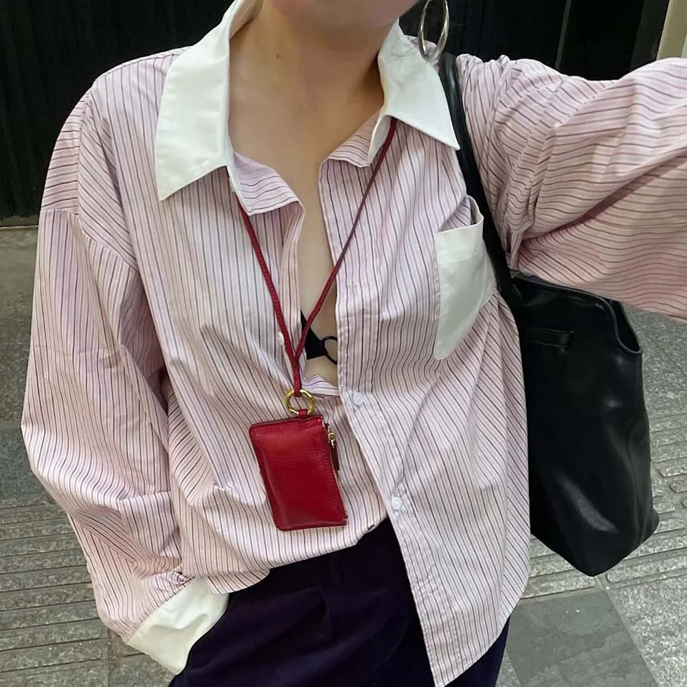 Square Hanging Neck Coin Purse Zipper Casual Soft PU Wallet with Lanyard Anti-splash Water Portable Card Holder Cycling