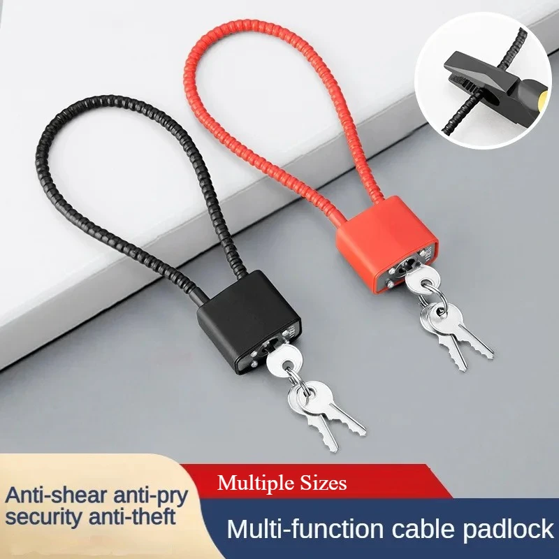 20/38cm Anti-Theft Padlock Outdoor Soft Steel Cable Shot Padlock Key For Cabinets, Helmets, Baskets, Keys