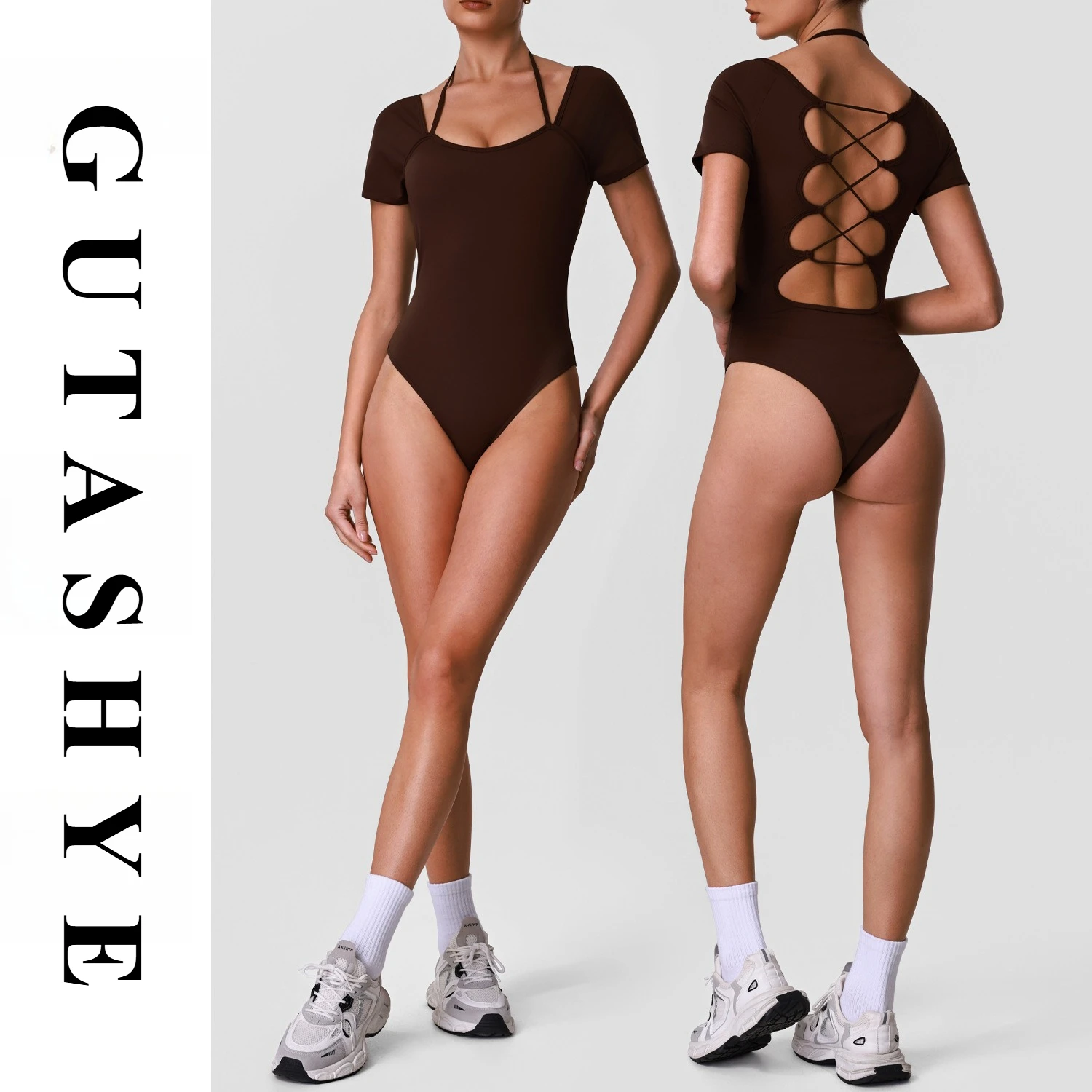 Quick Dry Padded Shaping One Piece Bodysuit For Women Yoga Pilates Workout Swimming Breathable Cross-border Sports Swimsuit