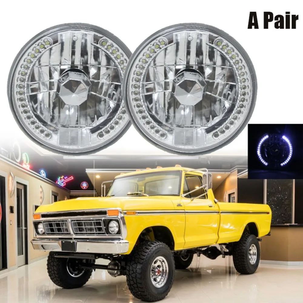 

Pair 7" Inch Round LED Headlights For Ford F-100 F-250 F-350 Pickup 1953-1977
