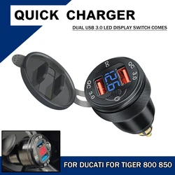 Motorcycle Dual USB Quick Charger LED Display Adapter Waterproof For Tiger 800 For Explorer XCA XRX For Ducati Multistrada 1200