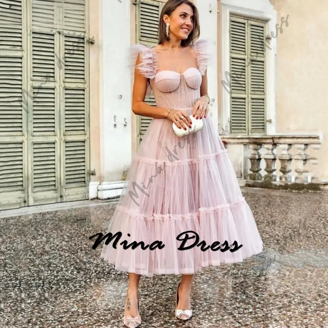 

Mina Customized Backless Elegant Woman Ceremony Dresses 2024 Sleeveless Robe De Soiree Femmes Wide Shoulder Straps Pleated Prom