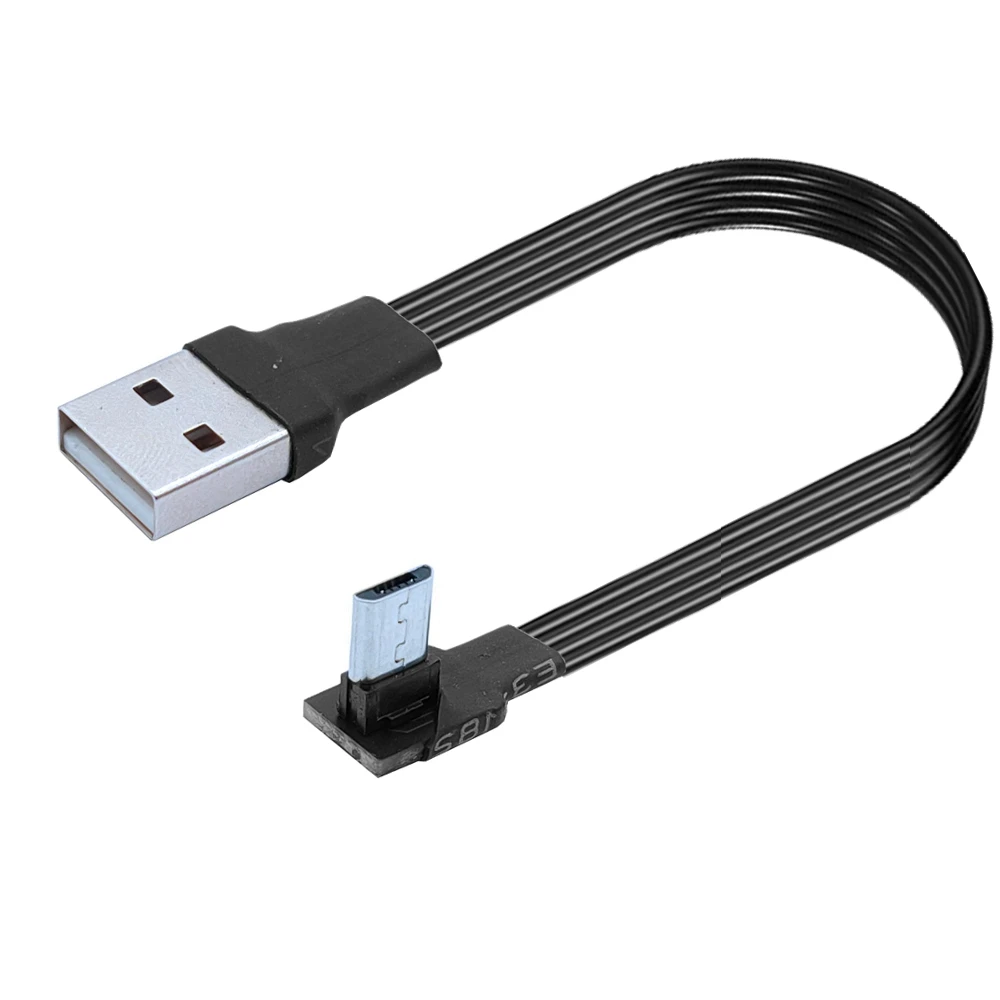 0.1m-1m Super płaskie elastyczne w górę iw dół oraz w lewo i w prostopadły 90 stopni USB Micro USB męski na USB transmisji danych w zakresie od złącze do ładowania kabel