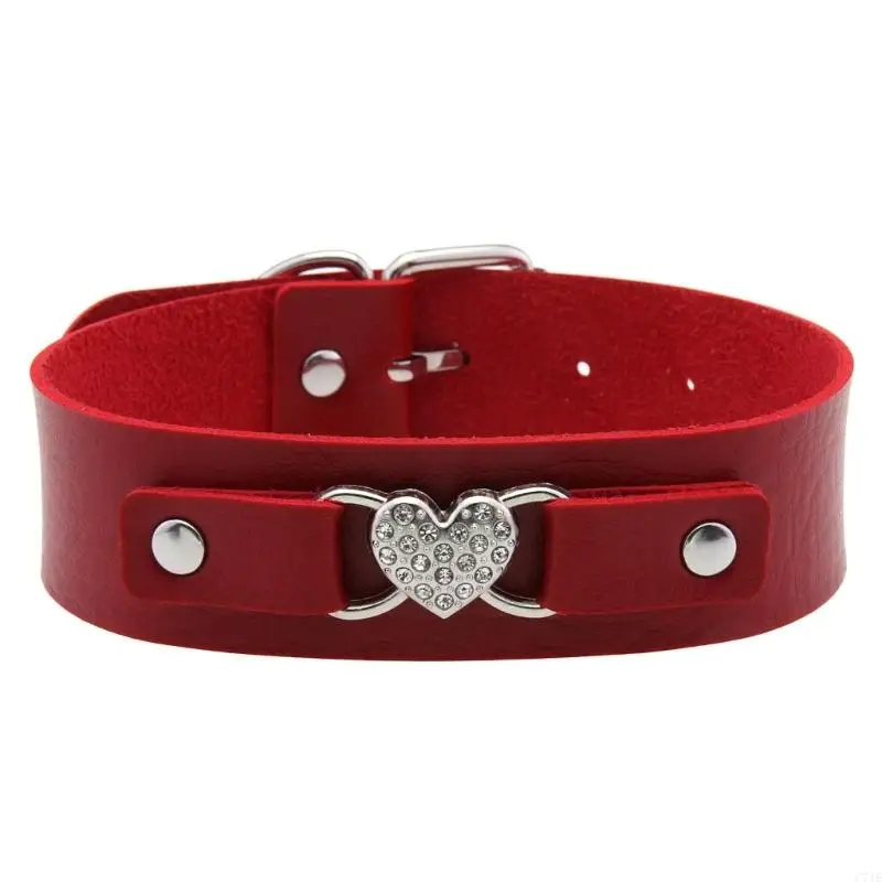  Punk Inspired Leather Chokers Necklace Adjustable Length Clavicle Chain Accessory
