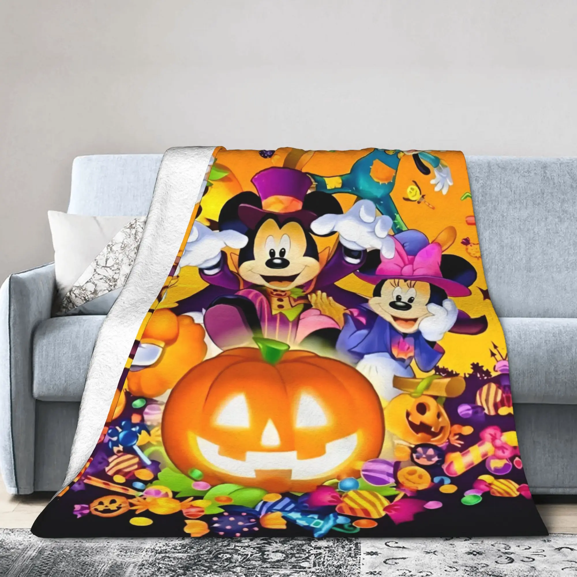 

Cartoon Mickey Mouse Blankets Halloween Design Flannel Awesome Warm Throw Blanket for Coverlet Autumn/Winter