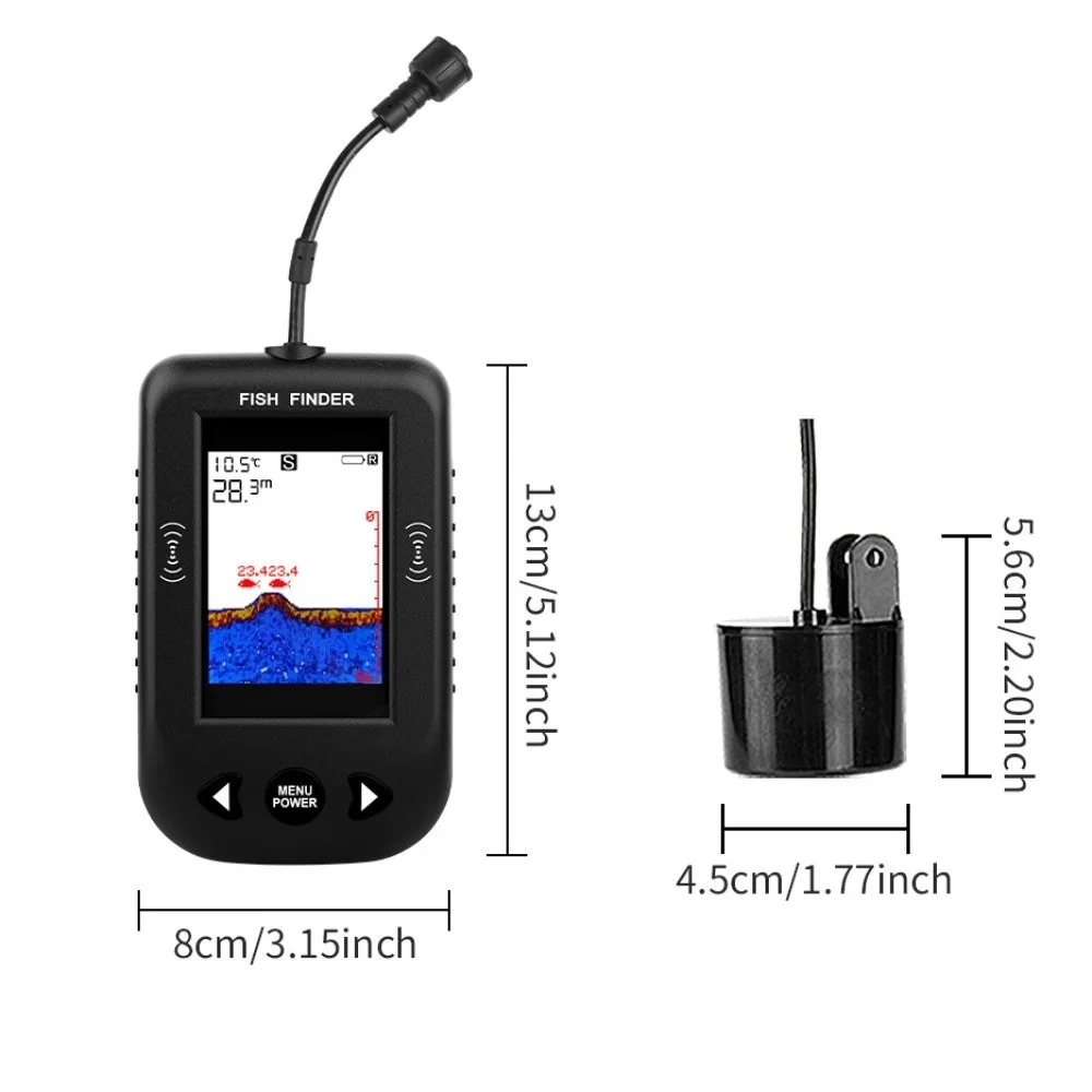 45 درجة XF03 مكتشف الأسماك 100 متر عمق سلك تصميم المحمولة السونار المكتشفون كشف العمق مقاوم للماء السونار صياد السمك