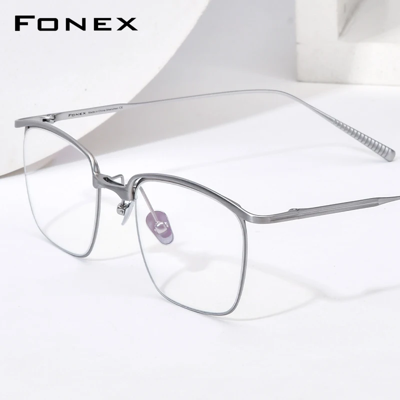 FONEX Titanium Eyeglasses Frame Men Brand Design Ultralight Square Glasses Japanese Ultralight High Quality Thin Eyewear 85724