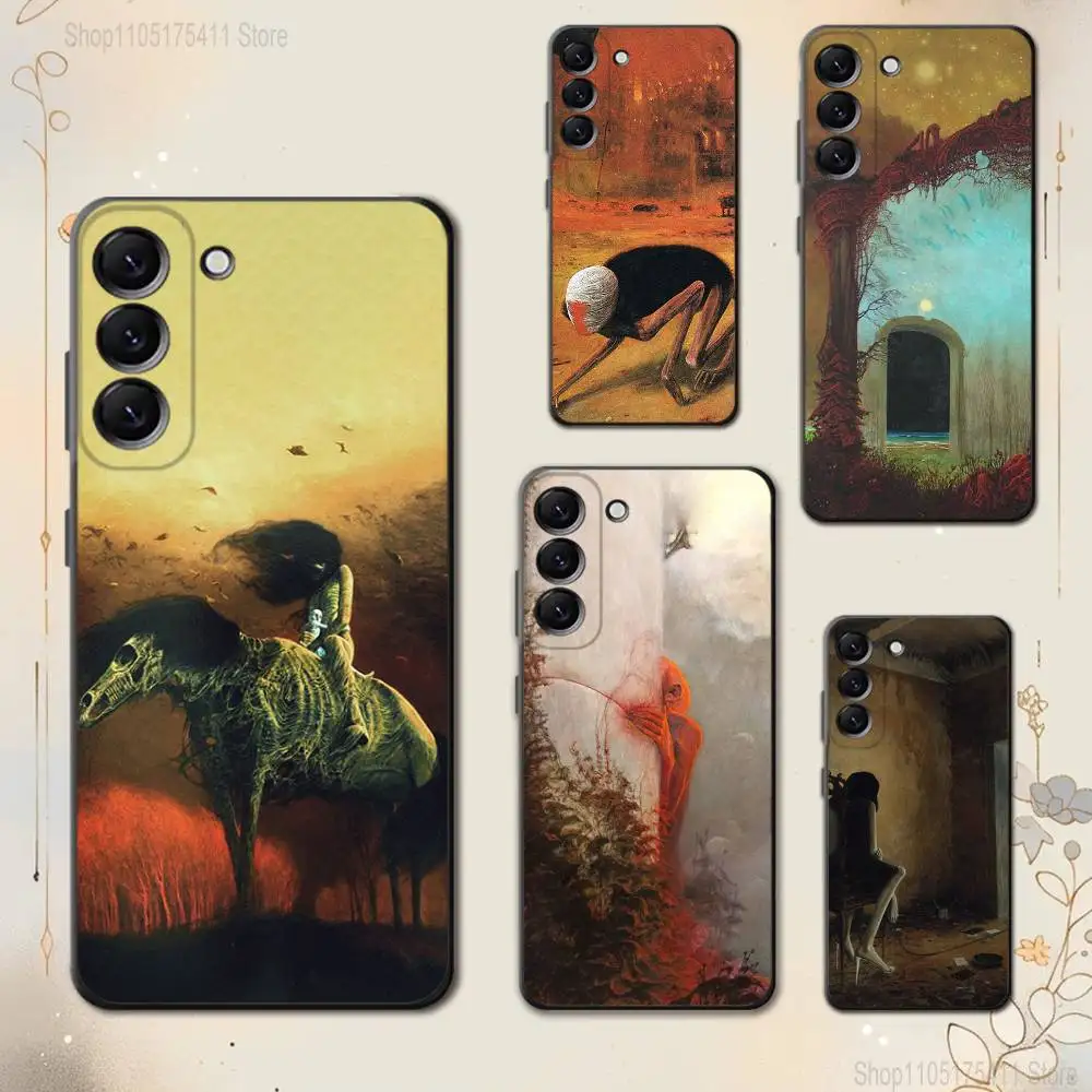 

Z-Zdzislaw B-Beksinski Art Phone Case For Samsung Galaxy A 73,72,51,53,52,71,22,5G,Note,J7,8,9 Soft Black Cover