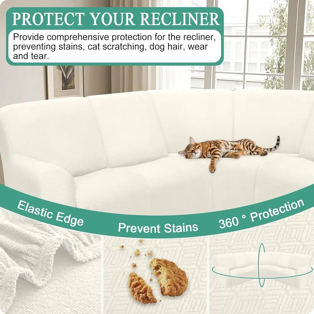 غطاء أريكة مقطعي قابل للغسل بـ 5 مقاعد، غطاء أريكة قابل للتمدد على شكل حرف L للكرسي، غطاء كريمي صديق للكلاب #6