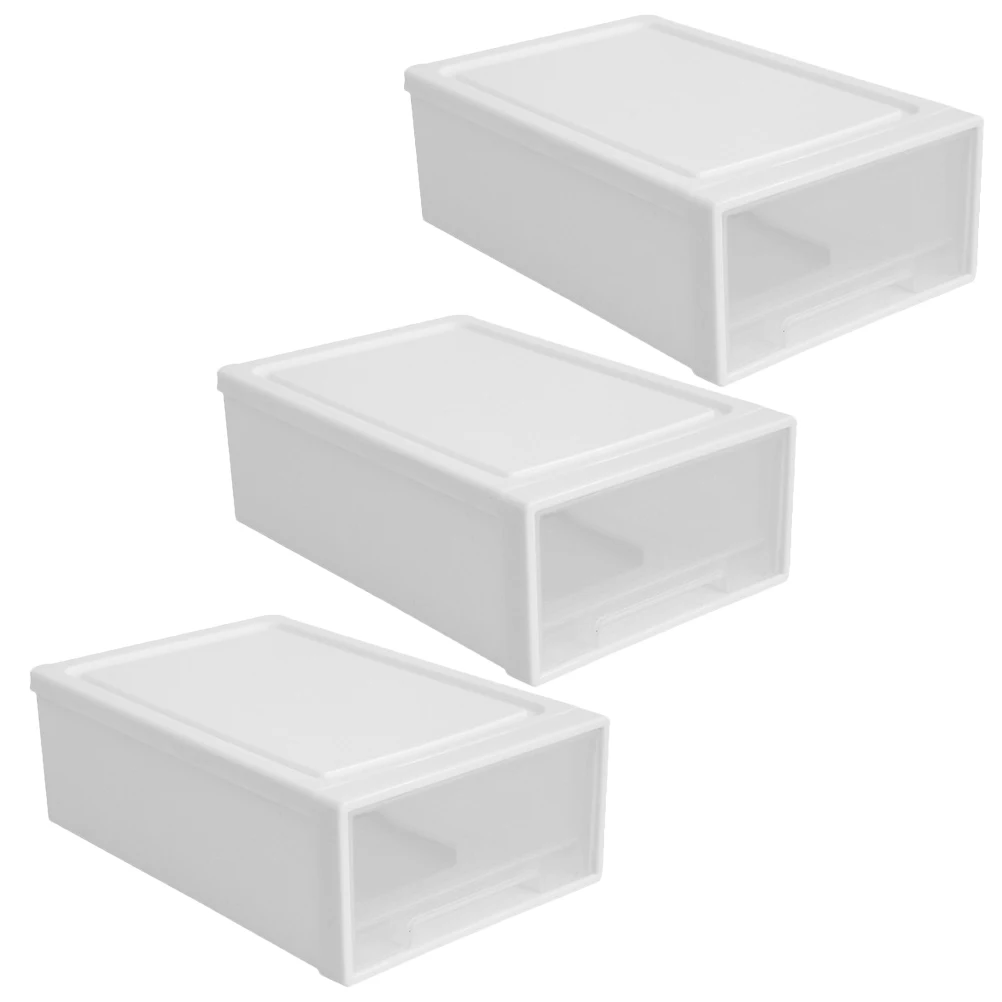 

1 set Drawer Storage Box Stackable Plastic Makeup Organizer Large Capacity Pp Material Home Office Desktop