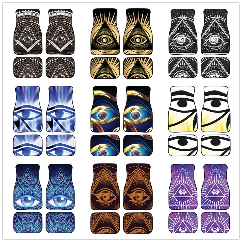 Spiritual Eye of Providence Print All Protective Car Floor Mats Heavy Carpet Front and Rear Full Set 4PCs Pack for Car SUV