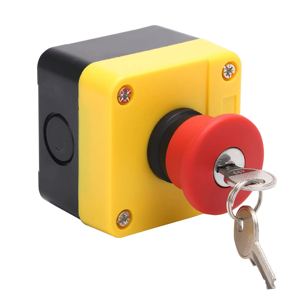 IP65 Waterproof Emergency Stop Button Box - Metal Cassette Switch Base for 22mm Mushroom E-Stop Switch, Enclosure