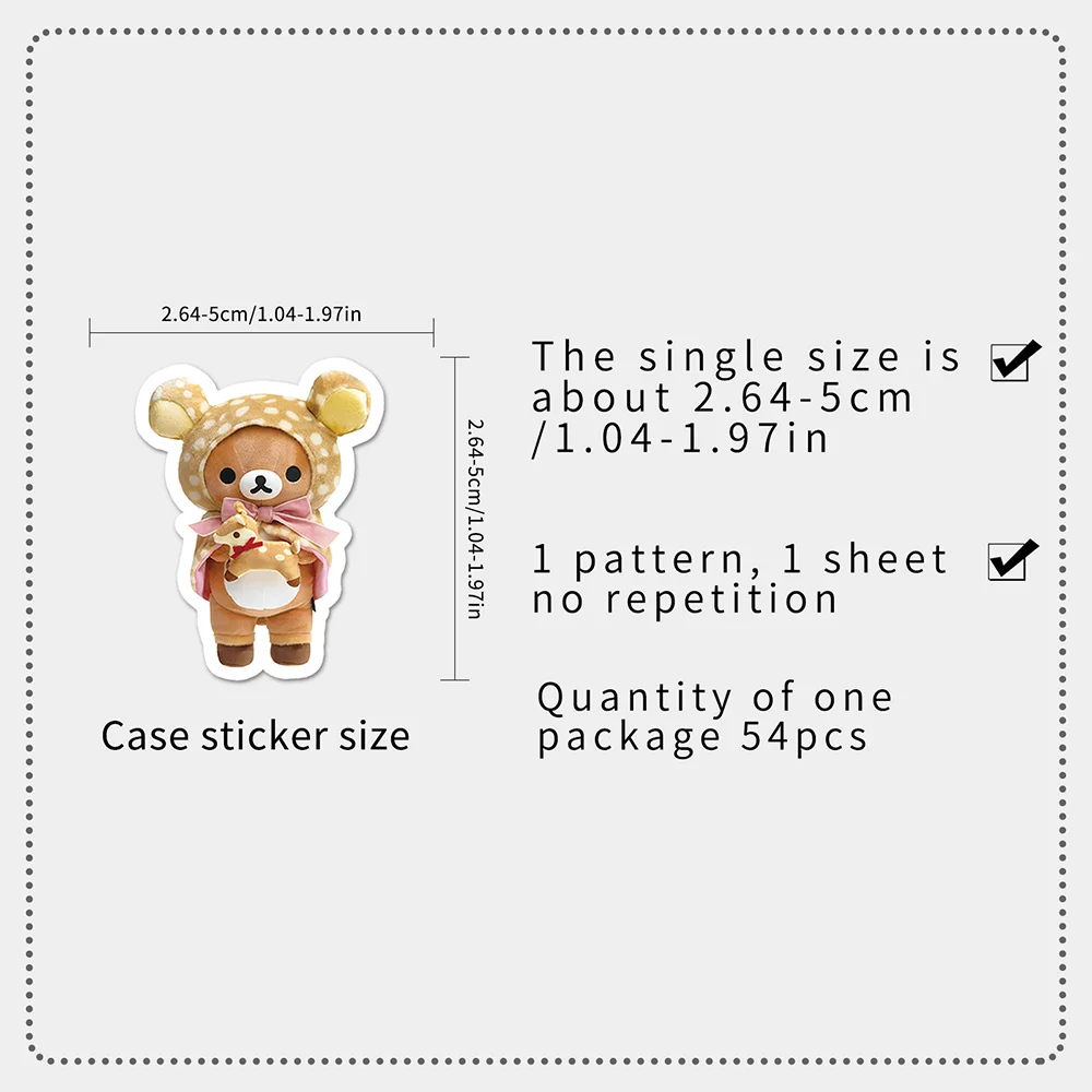 54 Stück Cartoon Niedliche Rilakkuma Aufkleber aus PVC-Material Personalisierte DIY Kühlschrank Handy Scrapbook Wasserfeste Dekorative Sticker – Detail 4