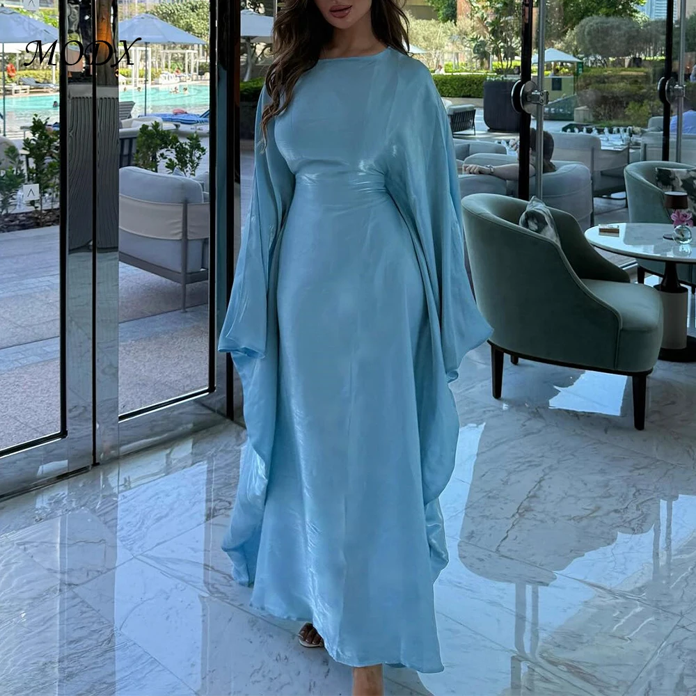 MODX Satin caftan Abaya Robe Maxi pour femmes Ramadan Robe de soirée à manches longues arabe Robe formelle Style dubaï