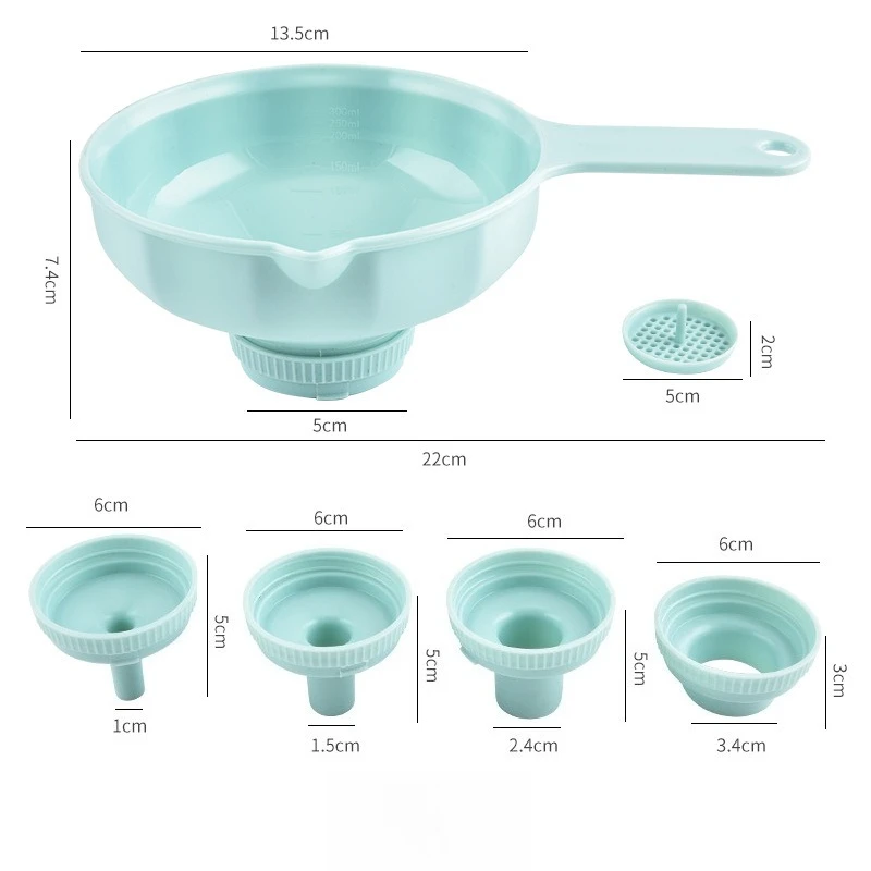 Practical large-diameter funnel Six in one multifunctional plastic funnel Jam making funnel Kitchen supplies and small tools