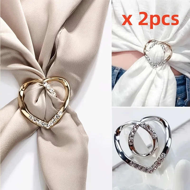 2pcs Dual-purpose love scarf buckle, hem knot buckle, shirt and T-shirt buckle ring, waist-fitting magic tool, hem clothes
