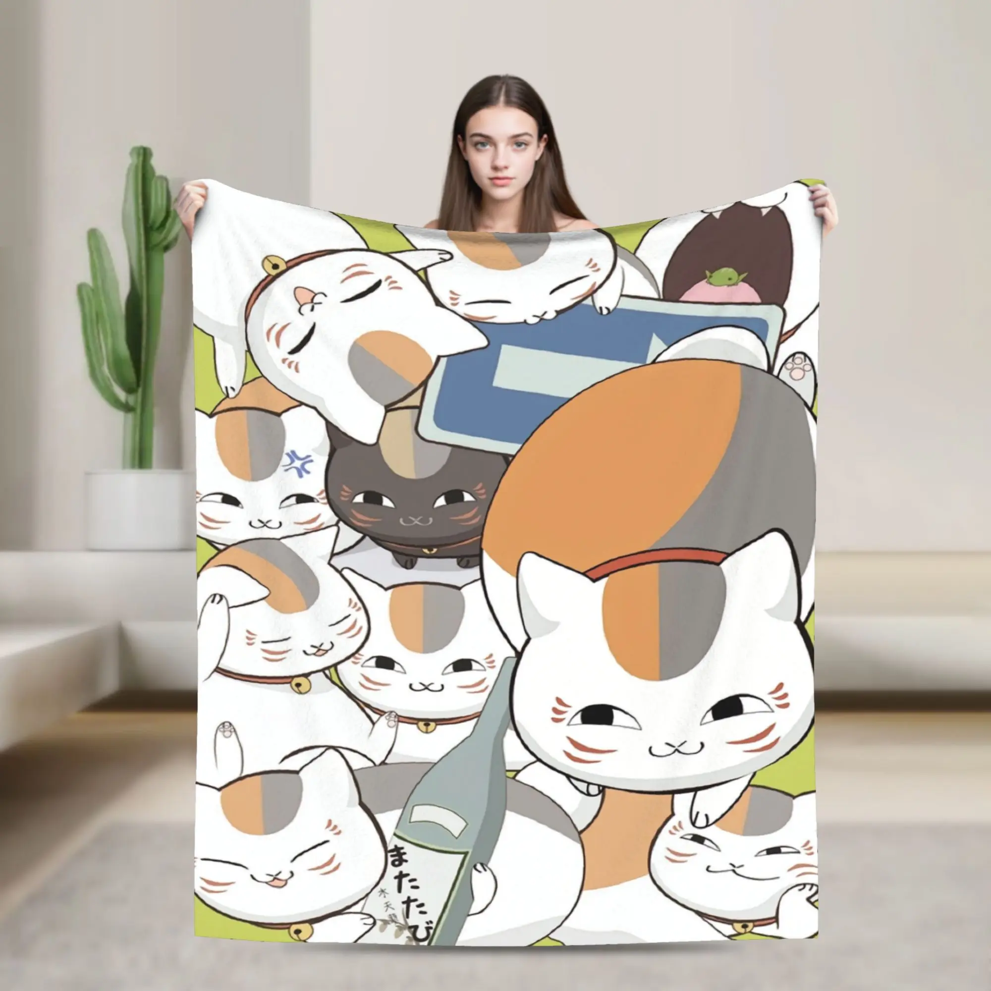 anime N-Book Friends N-Natsume Flannel Blanket  Warm Soft Throw Blanket for Couch Chair Decorative Bedspread Sofa Bed Cover