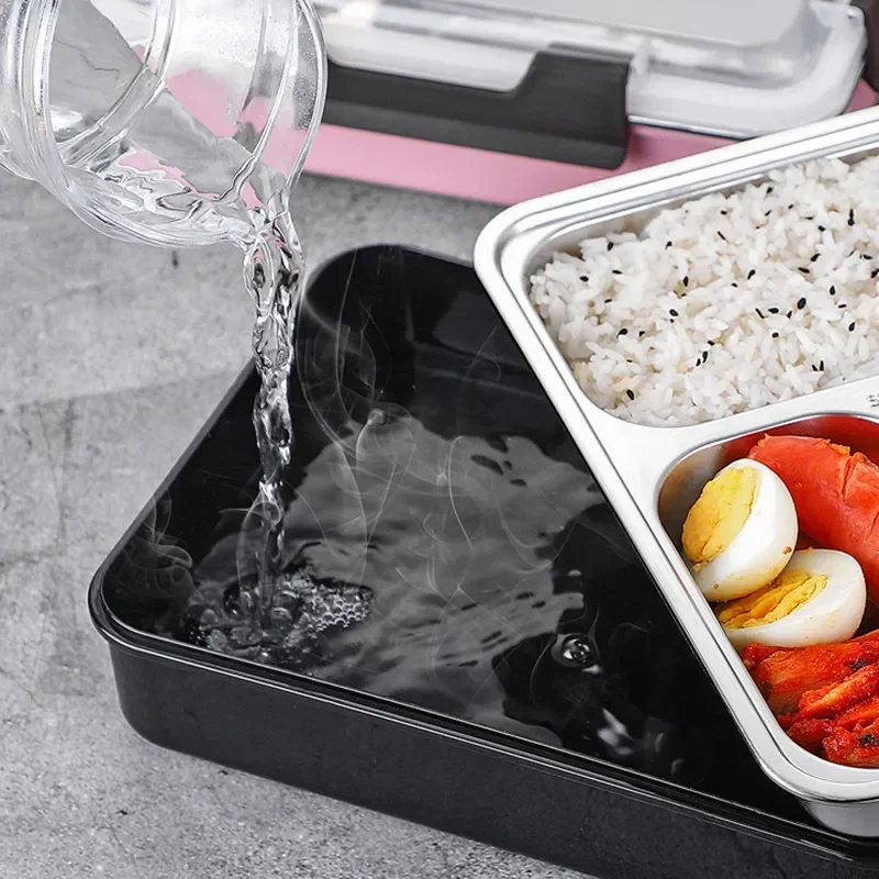 Stainless Steel 304 Lunch Box With Spoon Leak-proof Lunch Bento Boxes Dinnerware Set Microwave Adult Children Food Container