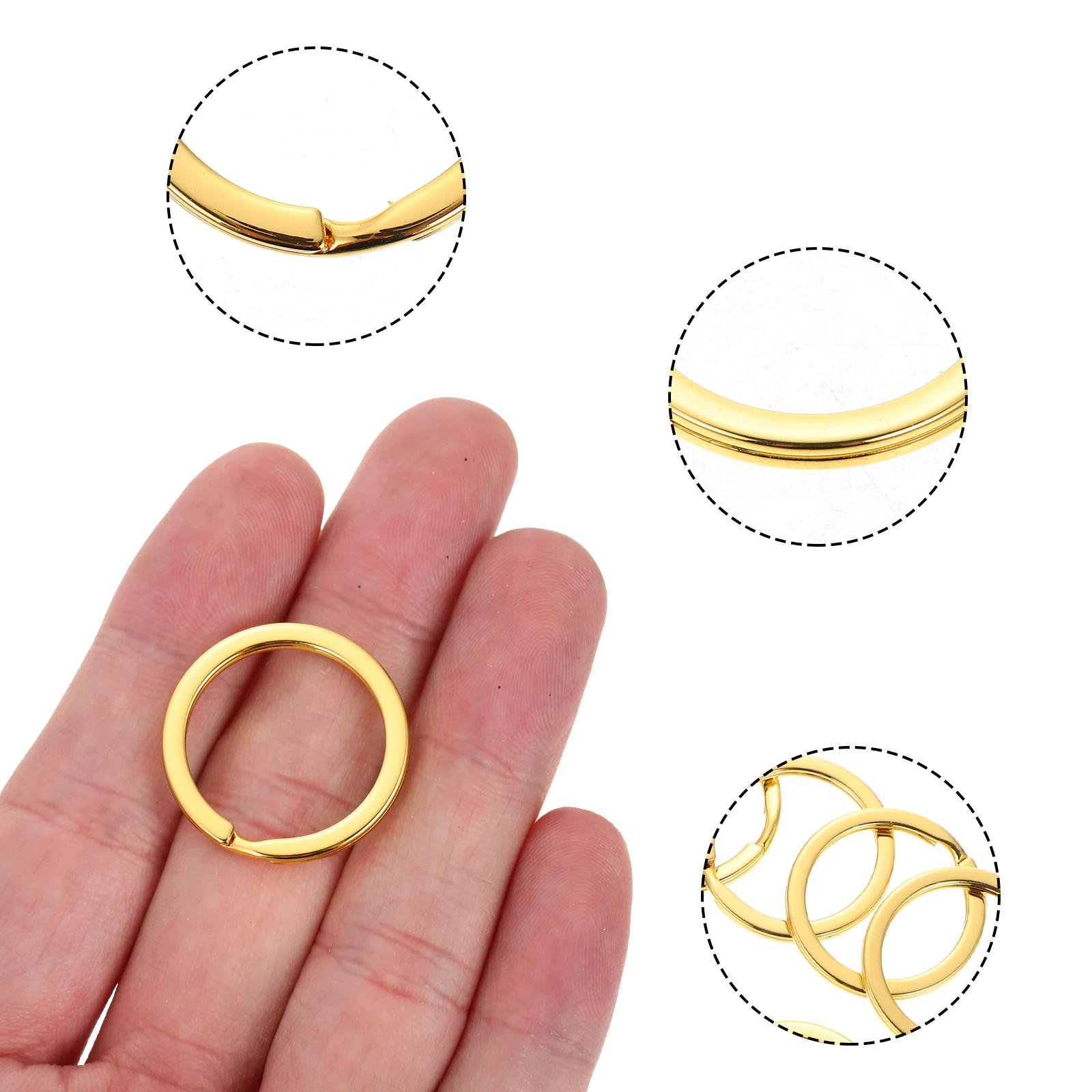 

20 Pcs Metal Key Ring Flat Design Rings Retro Style Portable Keyrings Iron Supply Custom Golden