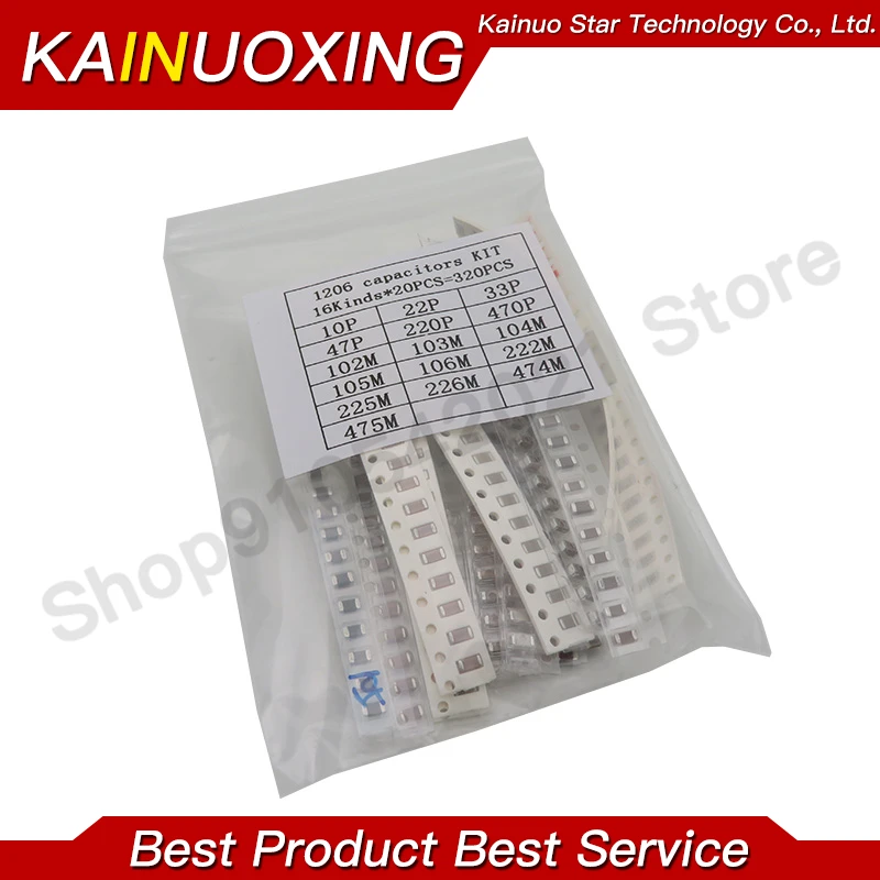 0603 0805 1206 SMD Capacitor assorted kit ,16values*20pcs=320pcs 10PF-22UF Samples kit