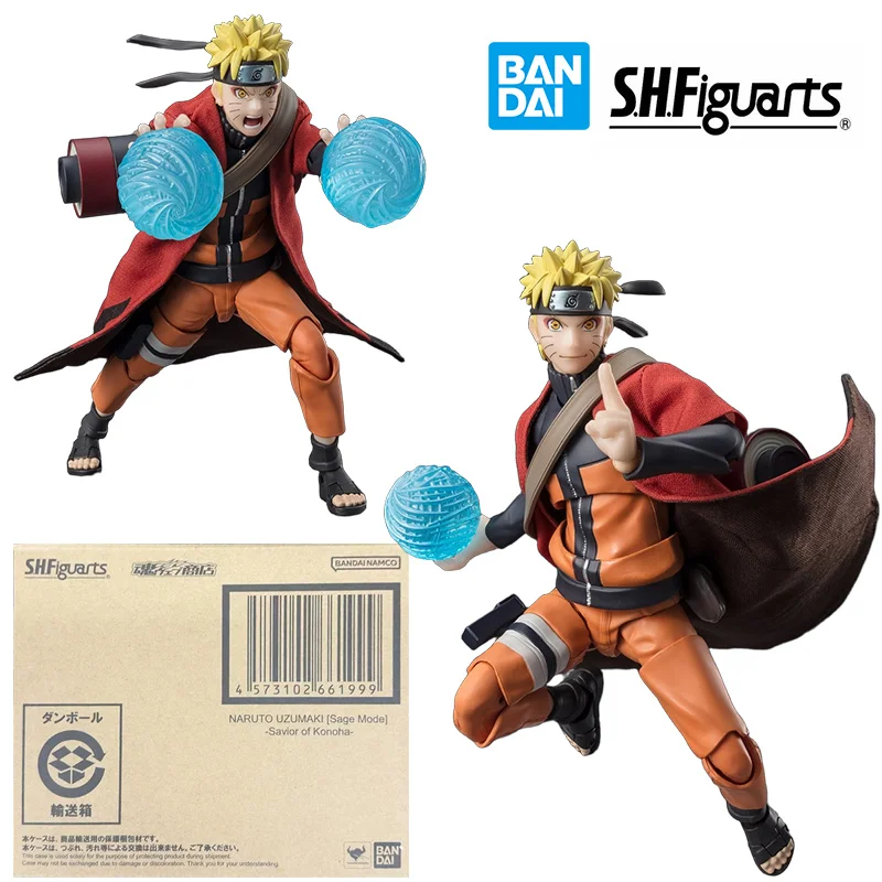 Bandai SHF Naruto Uzumaki Sage Mode Savior of Konoha Naruto Shippuden Anime Original Action Figure Model Toy Gift Collection