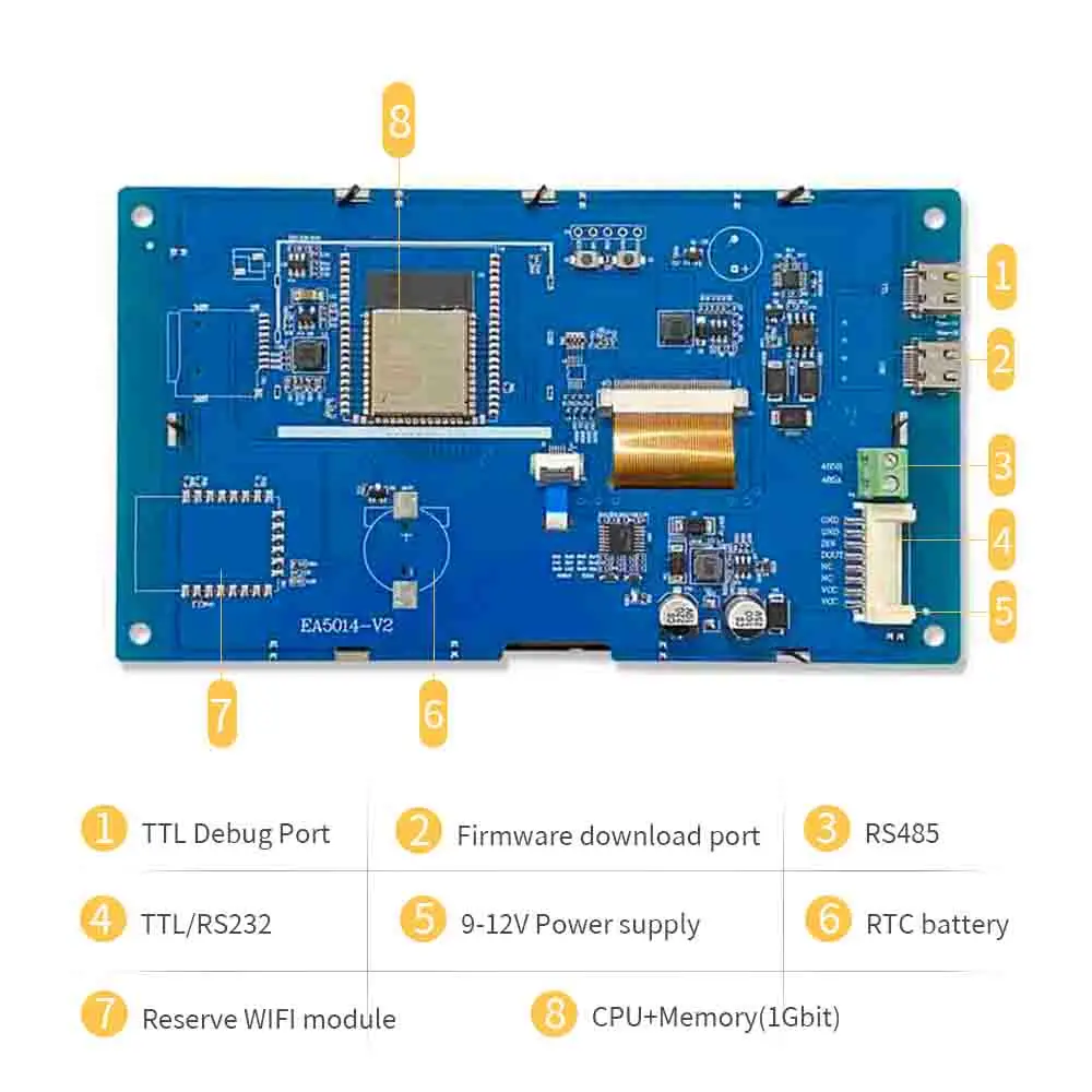 Imagem -06 - Placa do Desenvolvimento Esp32 com Tela Táctil Ea5014 Wifi e Bluetooth Esp32 800*480 Módulo de Tft Lcd Lvgl 5