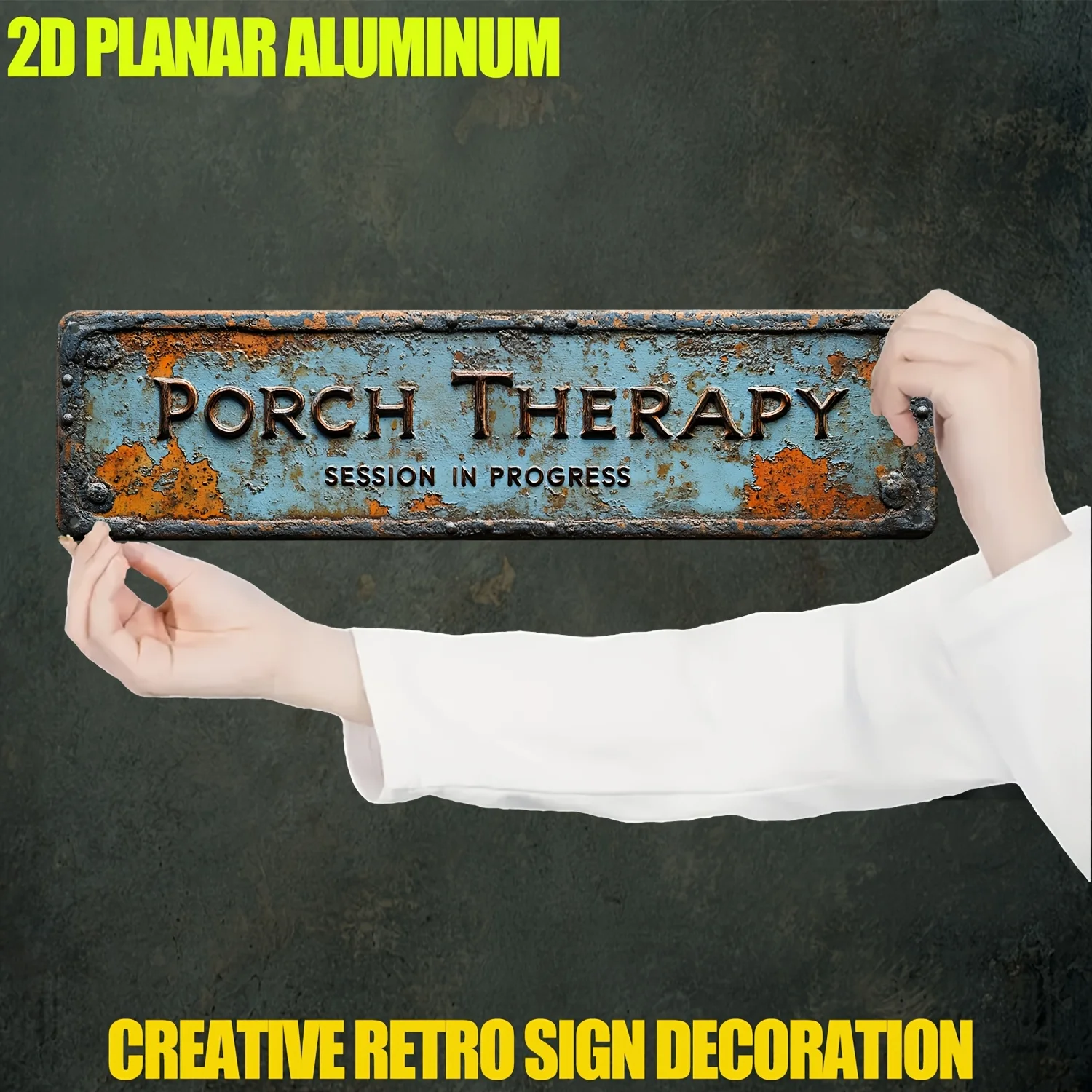 2D Flat Retro Porch Healing Session In Progress Sign 3.94x15.75In Rustic UV Printed Wall Art Pre-drilled Home Bathroom Decor