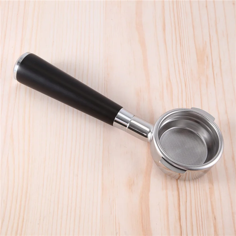 FZFZ 58 مللي متر مزدوج الأذن ماكينة القهوة حامل مرشح E61 Portafilter بدون قاع مع مقبض خشبي ماكينة القهوة اكسسوارات نمط