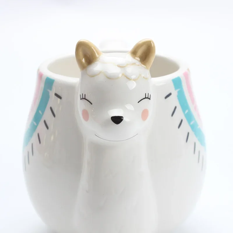 Nordic Style Ceramic Cup Daily Use Mug Animal Alpaca  Cat  Panda  Special-shaped Cup Leisure Birthday Gift Water Cup Craft Gift