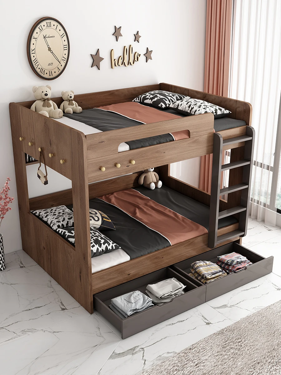 Same width double decker parallel high and low bed adult upper and lower bunk bed children\'s bed modern mother child bed adult