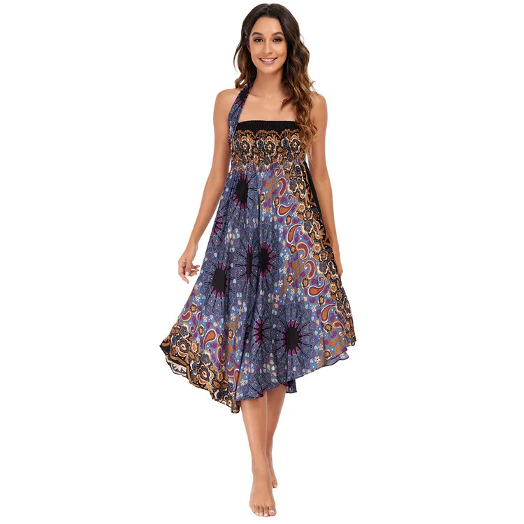 Maxi Boho Lange Röcke für Damen Bohemian Rock mit Blumenmuster Gypsy Boho Hippie Yoga Urlaub Strand – Detail 7