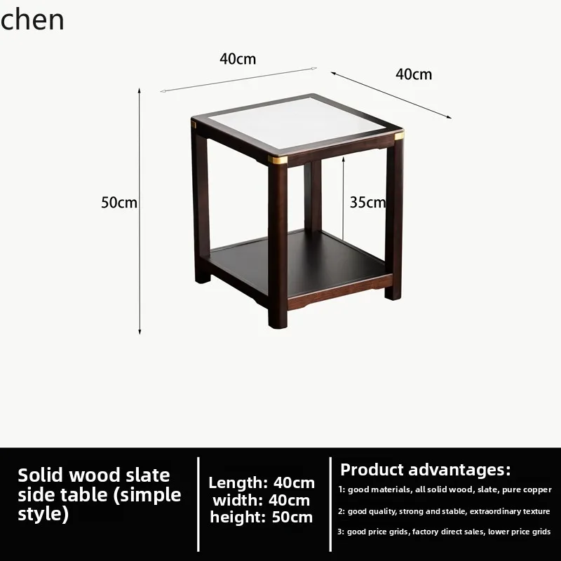 Directo de Fábrica 2026 Top QZT Divano en Madera Maciza, Mesa Auxiliar para Sala de Estar, Mesita de Noche para el Hogar, Mesa de Té para Balcón, Mesa Cuadrada