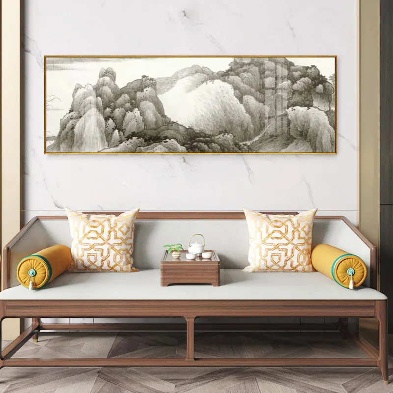 Vintage Chinese Scenery Style Canvas Print Landscape Large Size Bedside Ornament Wall Picture Painting Poster Art Bedroom Home D