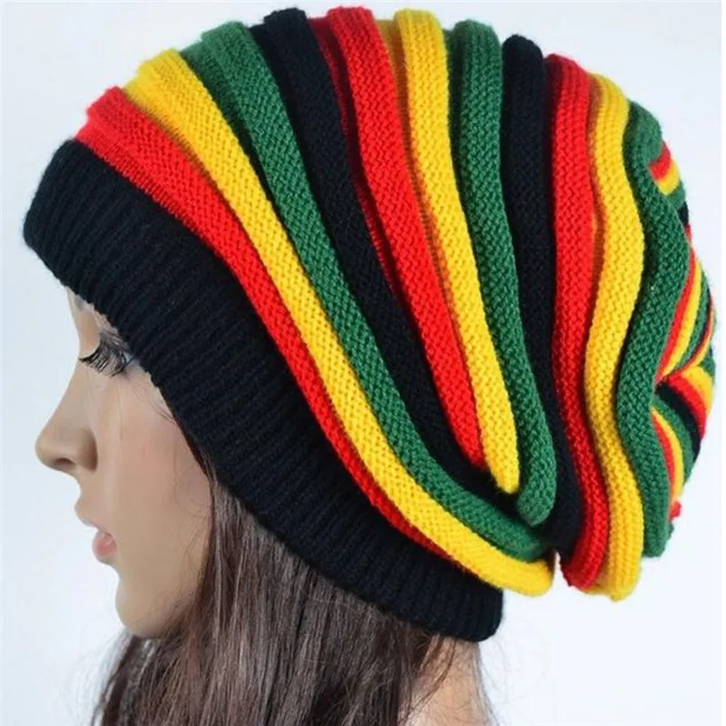 Jamaica Reggae Gorro Rasta Style Cappello Hip Pop Men\'s Winter Hats Female Red Yellow Green Black Fall Fashion Women\'s Knit Cap