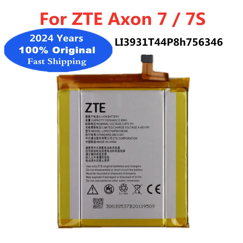 

2024 Years Original LI3931T44P8H756346 Battery For ZTE Axon 7 7S 5.5inch A2017 A2018 3320mAh Replacement Batteries Battery