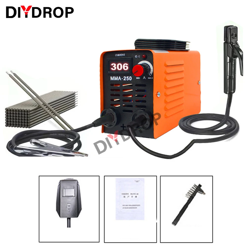 MMA-250 Portable LCD Welding Machine Inverter Arc Electric Welder Current Adjustable Welding 2.0-5.0mm With Tools Storage Box