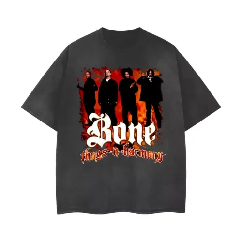 Bone Thugs N Harmony Distressed Vintage Feel T-Shirt 100804Cartoon vintage oversizedAnime Graphic T-shirts for Men Clothing Wome