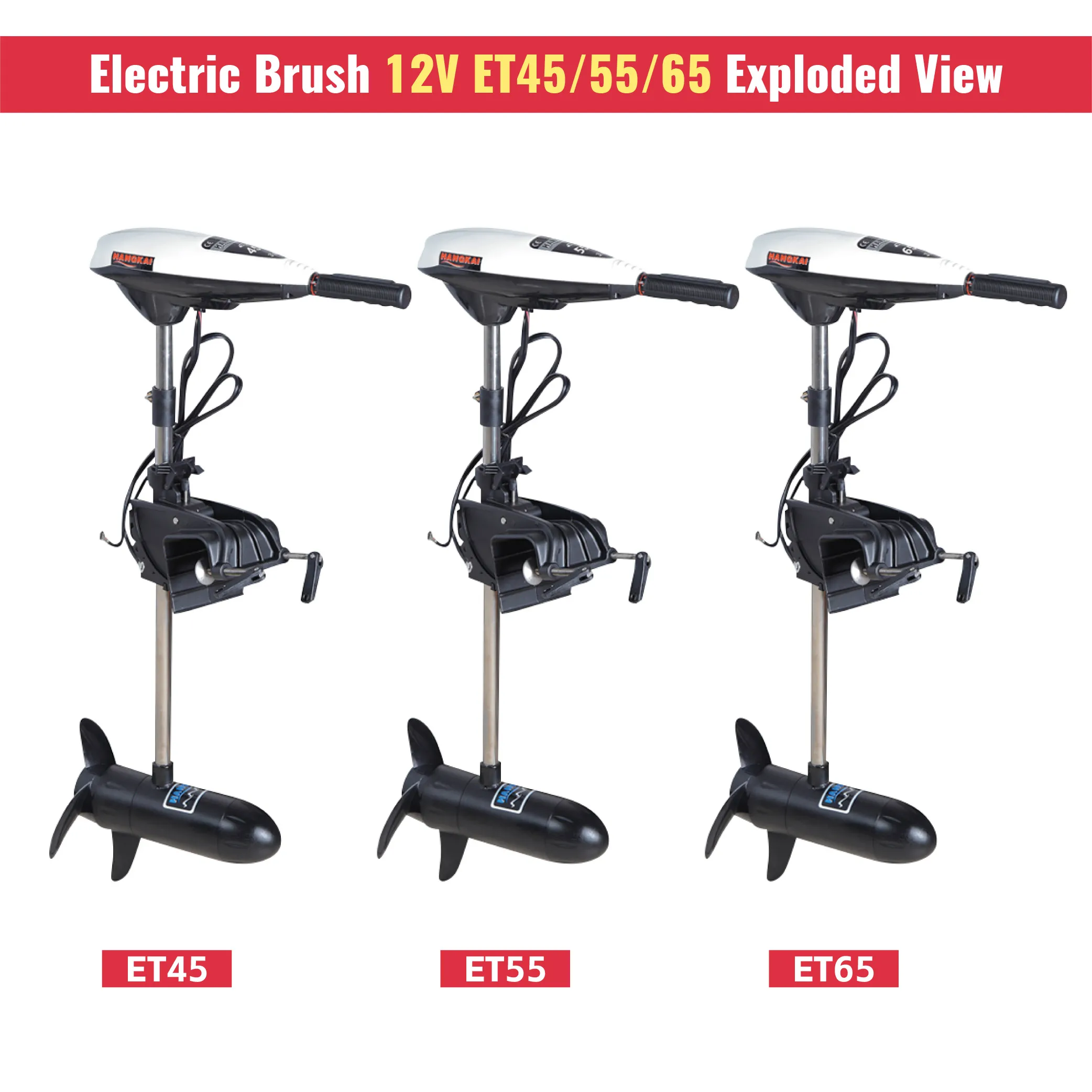 12V 55LB Thrust Electric Outboard Motor Trolling Boat Engine with Telescopic Handle for Inflatable Boats - Boat Engine