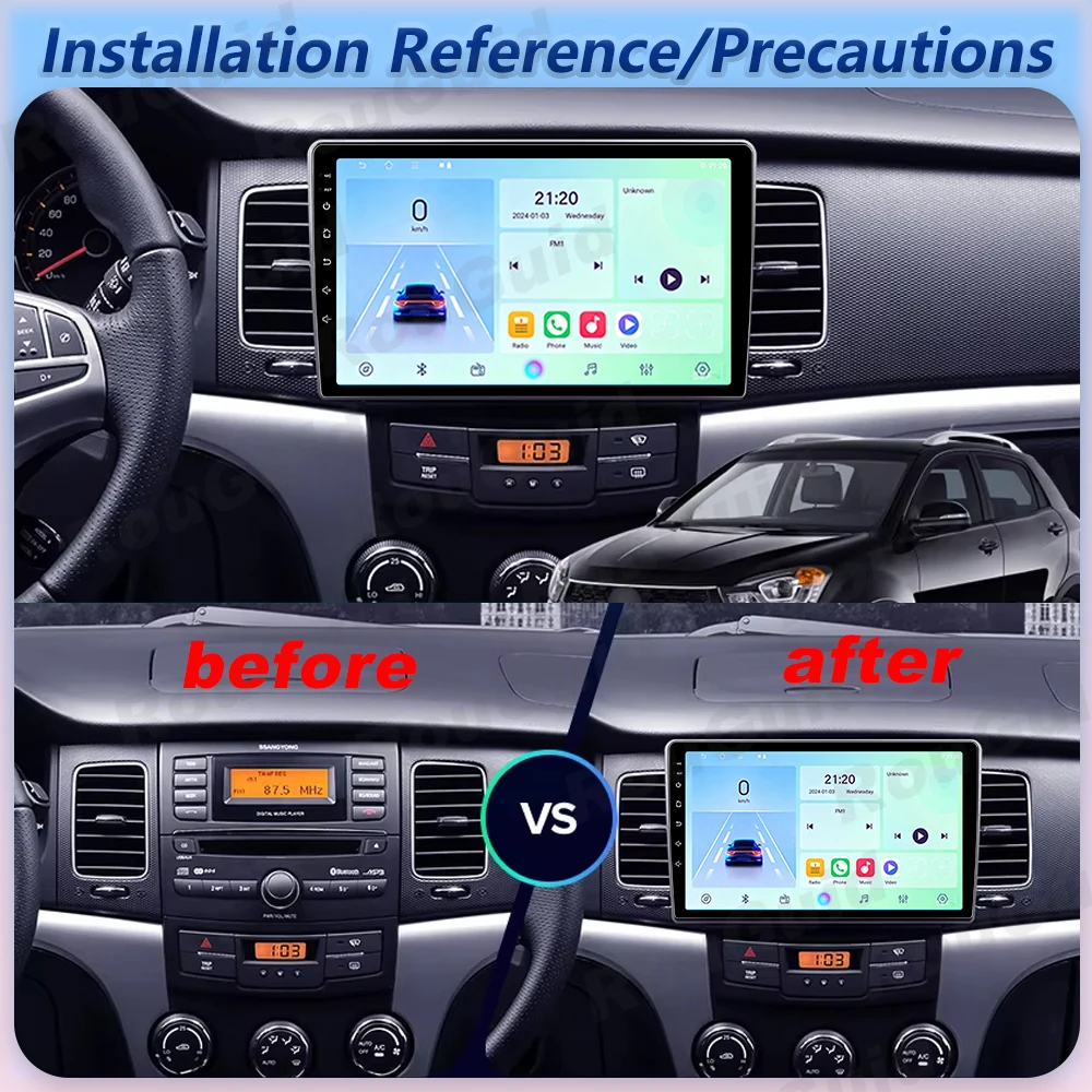 Car Radio Autoradio Carplay Android For SsangYong Korando 3 Actyon 2 2010 - 2013  GPS Navigation Video Multimedia Player BT Wifi